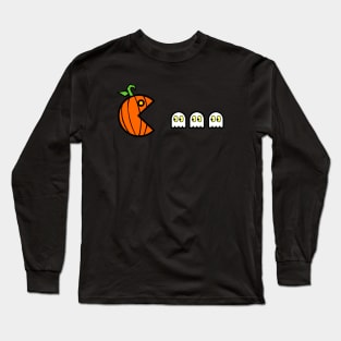 Halloween Arcade Game Spoof Pac-O-Lantern Retro Design Long Sleeve T-Shirt